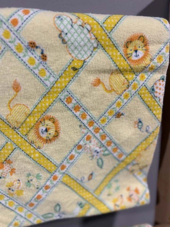 复古套装 2 邓迪婴儿接收毯黄色动物园动物主题野生动物园 — 第 3/4 张图片