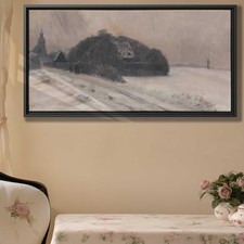 Winter Landscape Vintage Oil Painting Canvas Print Wall Art Decor Mountain House