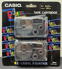 Casio E Label Tape Cartridge Lot Black Tape with Gold Print 9mm  18mm