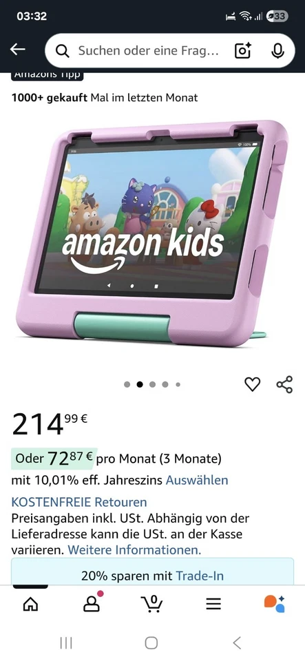 Amazon Fire HD Kids 10 (11. Generation) 32GB, Wi-Fi, 10,1 Zoll - Schwarz - Bild 2 von 3