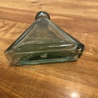 Green/Clear Glass Triangular Decorative Bottle 4 in with Cork Stopper — photo 4