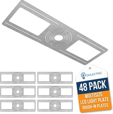OHLECTRIC 48-Pack New Construction Recessed Light Mounting Plates, Flat Steel Ro