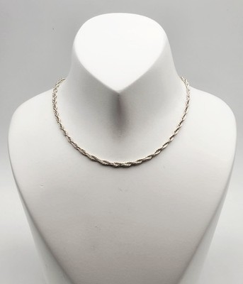 HCT Canada Vintage Sterling Silver Narrow Rope Chain Necklace 16''
