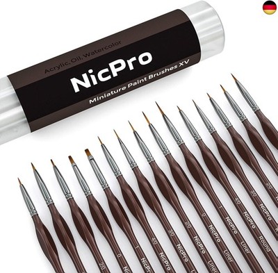 Nicpro 15 Stück Feine Detail Pinsel Set, Pinselset Malen für Professionelle K