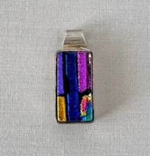 Pretty Sterling Silver & Dichroic Glass Pendant;Y009