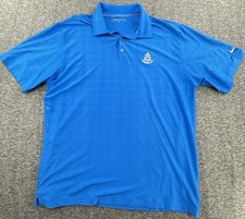 Nike Golf Dri-FIT Polo Shirt Blue Crest Logo Mens Large Performance