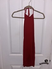 Prettylittlething Women’s Red tie halter neck mini dress