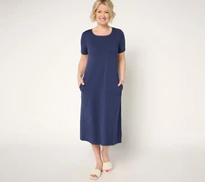 Denim & Co. Women's Dress Sz XL Regular Favorite Jersey Short Blue A681229