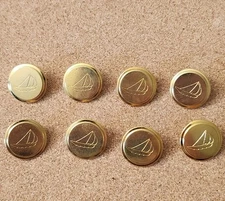 Gold Tone Unique Design Sailboat Shank Back 3/4" Round Buttons-Set of 8 METAL 