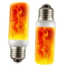 2-Pack LED Flame Light Bulbs with 4 Flickering Modes & Gravity Sensor, E26/E27 