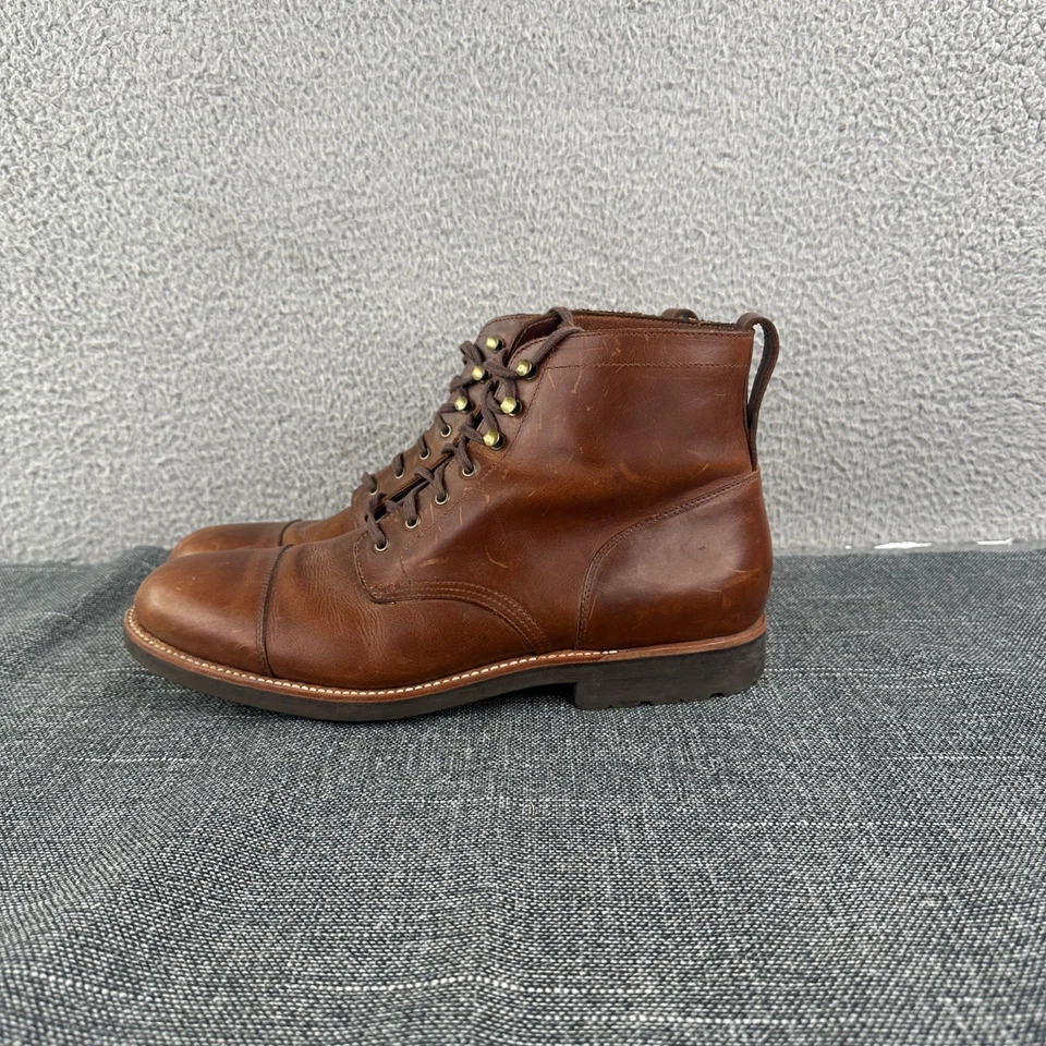 J.Crew Hombres Talla 12 Marrón Cuero Puntera Botines Con Cordones F4446 Foto 2 de 4