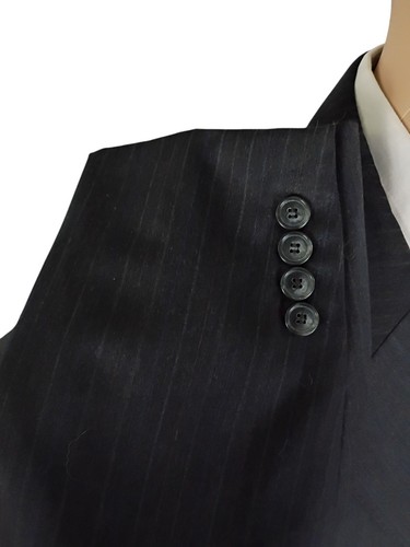 Traje de lana a rayas gris carbón de dos piezas Pronto Uomo Couture Super 120 46R 41X30 - Imagen 4 de 15