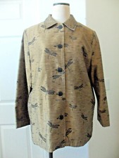 Giancarlo Ferrari Antique Gold Black Dragonfly Print Rayon Lined Jacket - 14