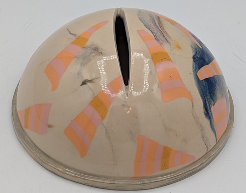 Studio Art Hand Made Nerikomi Clay Base Lydia Kardos Ceramic Mirror Ikebana Vase - Picture 12 of 15