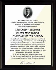 "The Man in the Arena" Motivational Poster Print Picture or Framed Wall Art