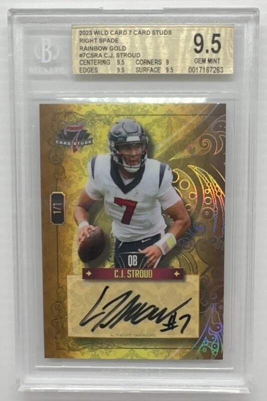 CJ Stroud Wild Card 7 Card Studs Autographs #7CSRA Rainbow Foil Spade-Right-Cream
