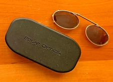 Polar Optics - clip on sunglasses - gold colored rims