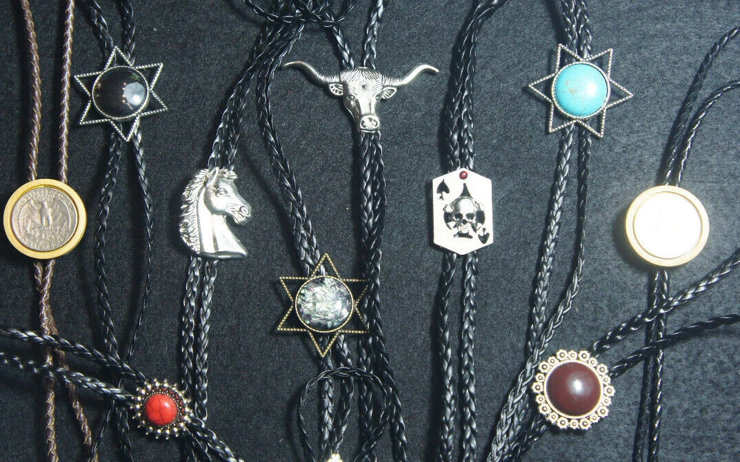 Siepificius Cravatta Da Cowboy Indiano Occidentale In Pietra Nera Bolo Cravatta Rodeo Dance Cravatta Bootlace Cravatte, Nero , Taglia Unica - Foto 4