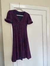 TRINNY & SUSANNAH Fab Patterned Short Sleeved Silk Tea Dress Button Detail uk8