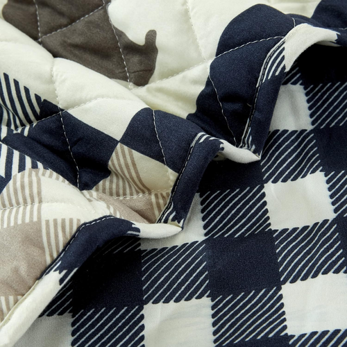 3 Piece Reversible Quilt Set with Sham | Queen Cabin Comforter Set | Rustic Bear - Picture 6 of 7