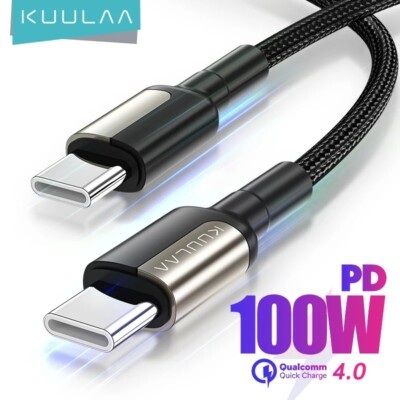 Kuulaa 100W PD USB Type-C Fast Cell Mobile Phone Tablet Charging Cable
