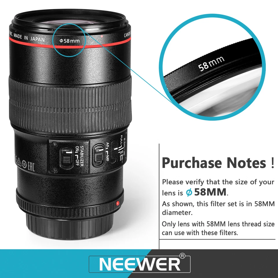 Neewer 58MM Professional UV CPL FLD Lens Filter and ND Neutral Density Filter - Image 2 of 4
