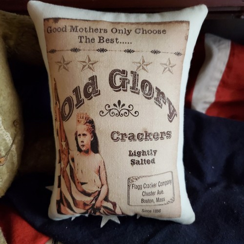 OLD GLORY CRACKERS VINTAGE COLONIAL PRIMITIVE STYLE AMERICA TUCK BOWL PILLOW - Picture 3 of 9
