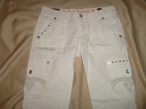 Rock Revival  Jeans 26 Crop Women's White Rhinestones studs Cargo Pants 26~~NEW!