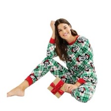 Disney Mickey Mouse Womens Pajamas Red Green Plaid Fleece Sets Sz M New