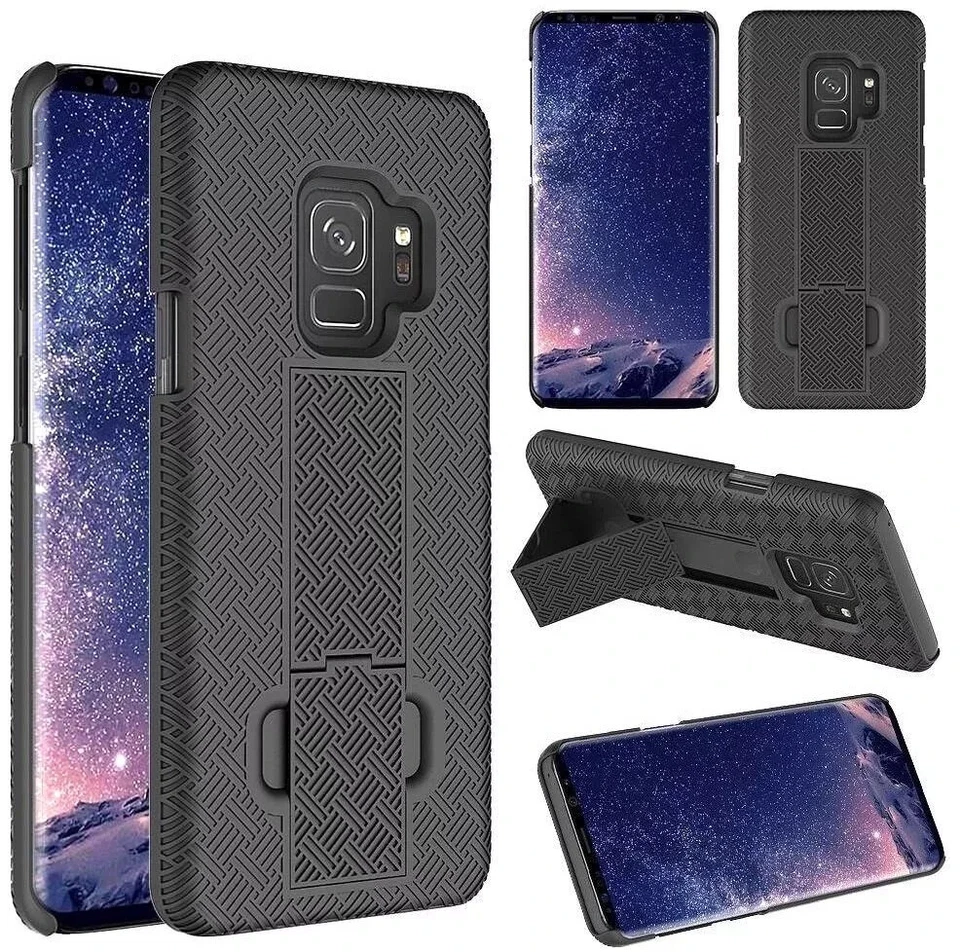 For Samsung Galaxy S9 - HARD HOLSTER KICKSTAND COMBO CASE COVER BELT CLIP BLACK - Image 2 of 3
