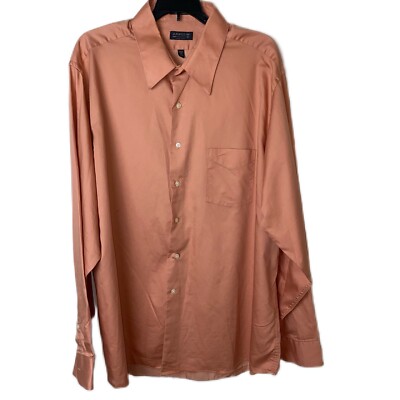 ARROW CLASSIC FIT WRINKLE FREE Men's Shirt Size 2XL Solid Peach Long Sleeve  18