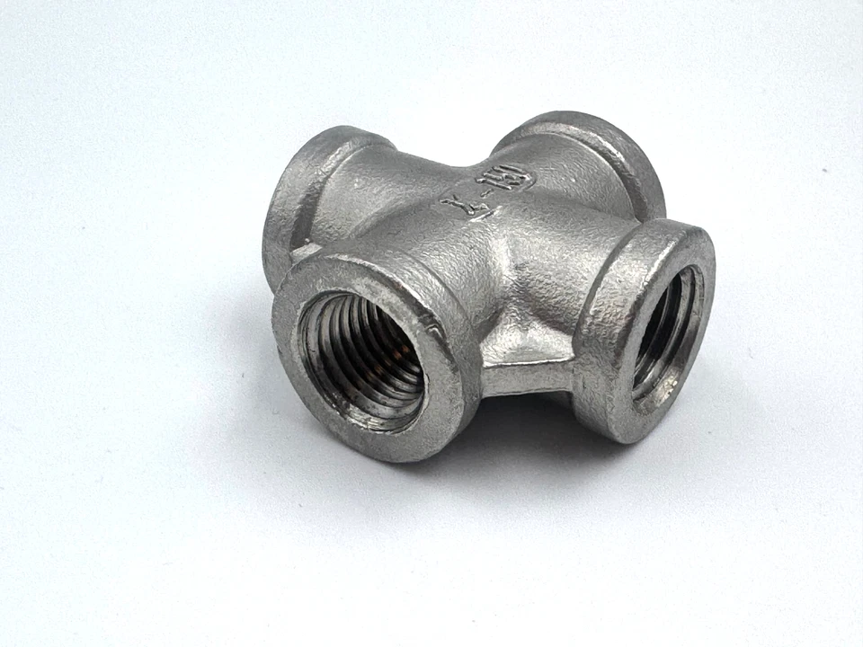 STAINLESS STEEL 4 WAY 1/4" NPT PIPE CROSS UNION HEAVY DUTY CAST CLASS 150 - Image 2 of 4