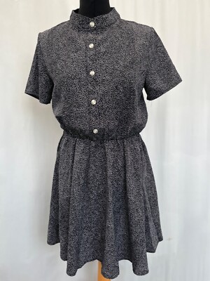 Shein Black White Striped Short Sleeve Dress Size M UK