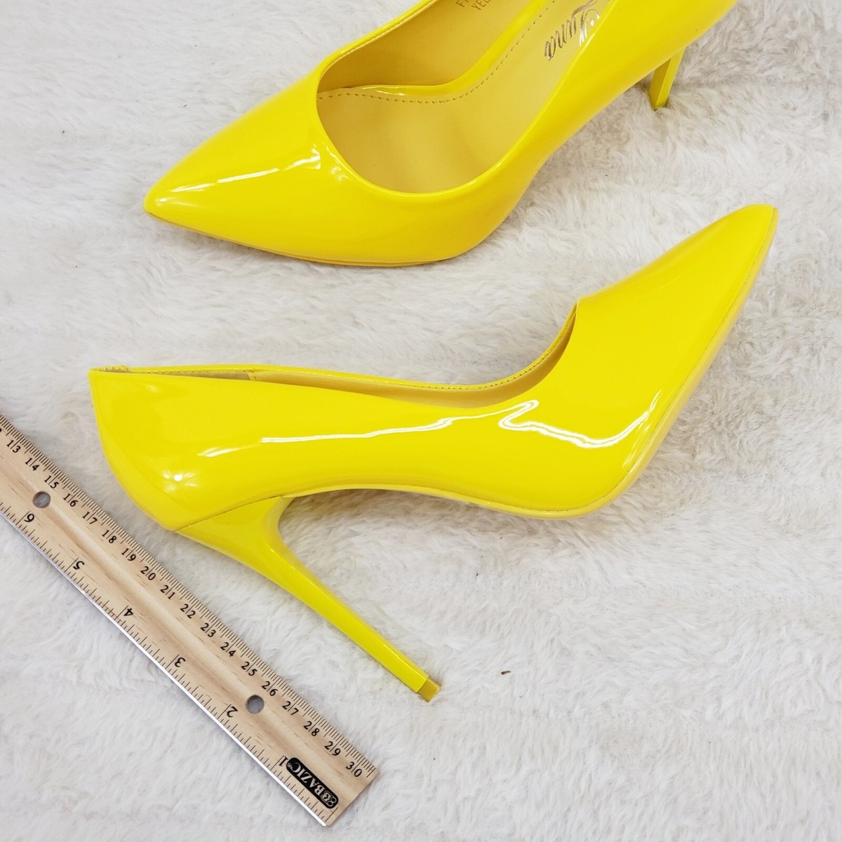 Fabio Yellow Patent High Heel Shoes Pointy Toe Pump 7-11 | eBay