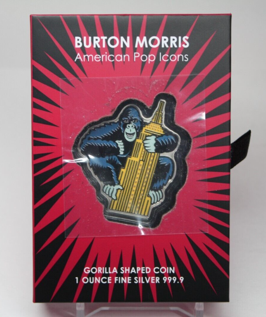2023 ニウエ 1オンス Burton Morris ゴリラ シルバー コイン Niue 2023 Burton Morris Colorized Gorilla Shaped 1oz Silver