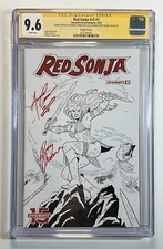 Red Sonja 1 CGC SS 9.6 signed Amanda Conner + Roy Thomas B&W Cover G NM