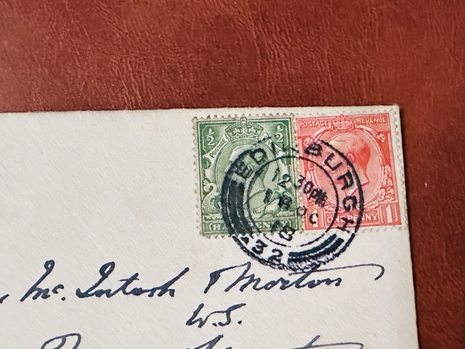 GB CUBIERTA 1918 PRIMERA GUERRA MUNDIAL REY GEORGE V SELLOS EDIMBURGO MATASELLOS Foto 2 de 3