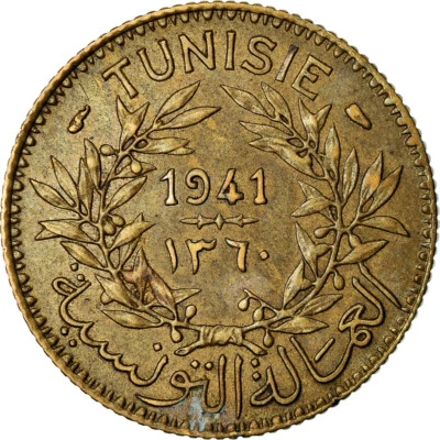 [#863426] Münze, Tunesien, Anonymous, Franc, 1941, Paris, S+, Aluminum-Bronze, K - Bild 1 von 2