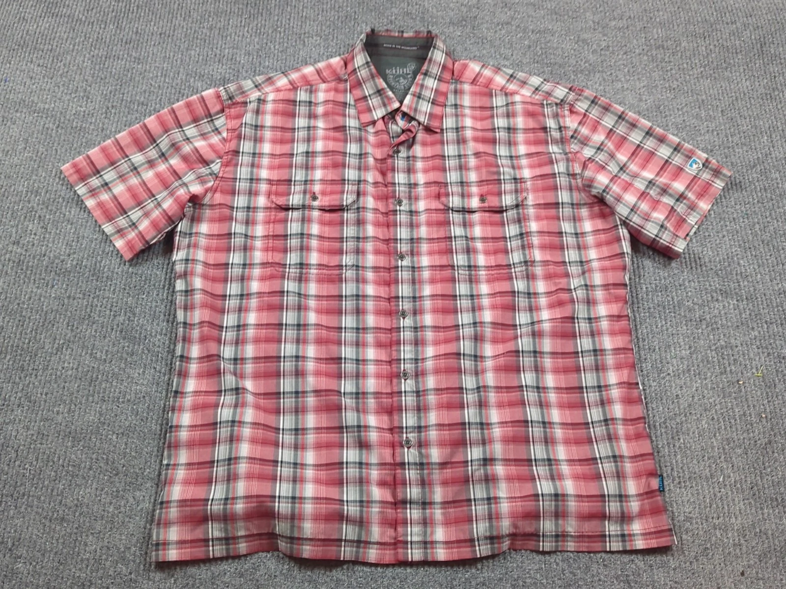 Kuhl Shirt Mens 2XL Short Sleeve Eluxur Performance Button Hike Plaid
