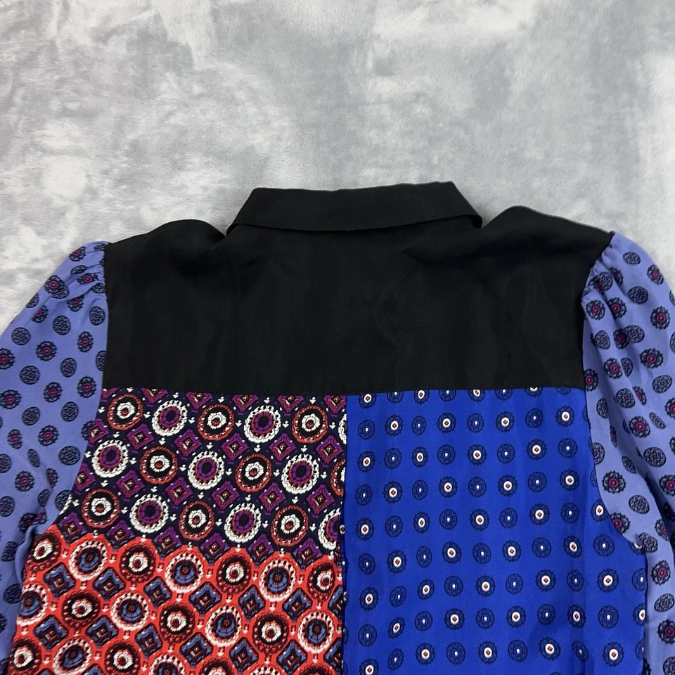 Vestido Camisa Anthropologie Moulinette Souers Talla XS Patchwork Seda Foulard Túnica Foto 4 de 4