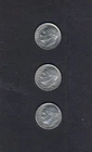 THREE ROOSEVELT DIMES 1964 L--21