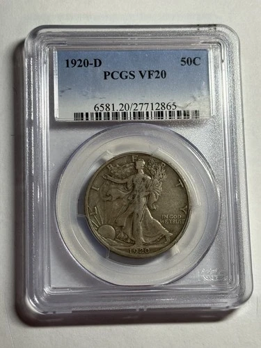 1920 D WALKING LIBERTY HALF DOLLAR PCGS VF20 TOUGH DATE