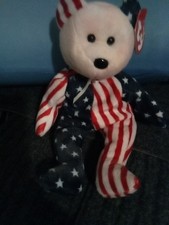 Ty Beanie Babies Bear Plush American Flag Design Original Ages 3 3-4 5-7 8-11