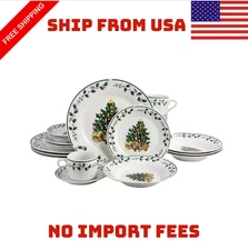 Christmas Tree Trimming 16-pc. Dinnerware Set NEW IN BOX