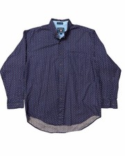 Vintage 90s Chaps Ralph Lauren Navy Oval Print LS Button Down Shirt Mens L Party