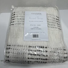 Rizzy Home Accent Woven 95% Cotton Throw Blanket TH0821, Preshrunk . 50" x 60"
