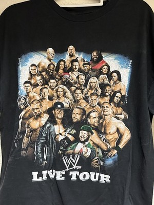 WWE Authentic Live Tour Mens T Shirt Black Undertaker Cena Kane DX Size Large 