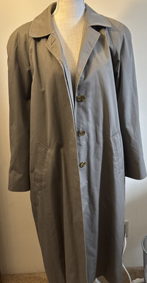 Vintage Aquascutum Aqua 5 Trench Coat Womens 14 Belted Made in Canada Club Check