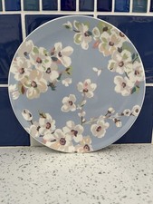 Cath Kidston Japanese Cherry Blossom Dessert Plate Blue Grey White Flowers