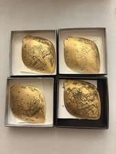 Set Of 4 Wendell August Forge Xmas Ornaments SANTAS OF THE WORLD BRONZE In Boxes